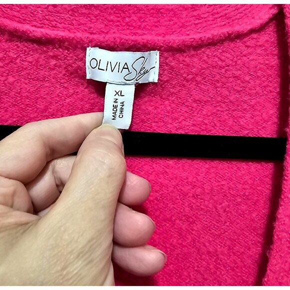 Hot Pink Olivia Sky XL Button-Down Cardigan Sweater Women's - Picture 3 of 9